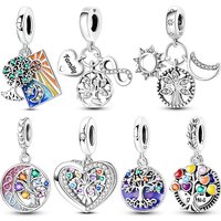 Colorful Tree of Life Dangle Charm Beads Fits 3mm Bracelet Bangle Necklace For Women Pendant Luxury DIY Jewelry Making Fine Gift