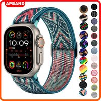 Elastic Watch Band for Apple Watch Strap 44mm 45mm 40mm/41mm Ultra 2 49mm Series 9 8 7 Nylon Bohemian Bracelet iWatch 6 5 4 Se