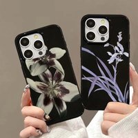 Lily Orchid Flower Print Luxury Matte Silicone Soft Phone Case For Samsung S25 S24 S23 S22 S21 S20 S10 FE Plus Ultra Edge 4G 5G