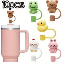 5/10pc Straw Cover Cap Animal Silicone Straw Head Cover Fits 30/40oz Tumbler 0.4in Dustproof Straw Tip Lids For Staly Cup Access