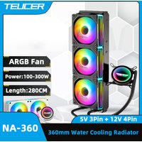 TEUCER NA-360 Water Cooler ARGB Mirror Cycle Effect Water Cooling Fan 360mm CPU Liquid Cooler for LGA2011 115X 1200 1700 AM4 AM5