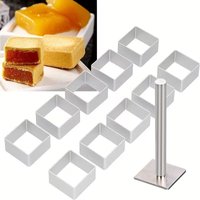 10pcs Pineapple Tart Mold Set Square Shape Cookie Baking Cutter with Presser Premium Aluminum Alloy Dessert Baking Tool Set