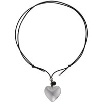 Fashion Heart butterfly Pendant Necklaces For Women Sweet Long Black Leather Rope Adjustable Sweater Chain Necklaces Y2K Jewelry