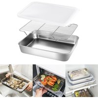 Stainless Steel Baking Pan Tray With Wire Rack Cake Baking BBQ Pan Tray Plate Oven Brownie Rack Kitchen Cooking Roasting Tool