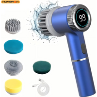 Electric Spin Scrubber With 5 Replaceable Brush Head, Three-speed Adjustable Handheld Rechargeable Shower Scrubber