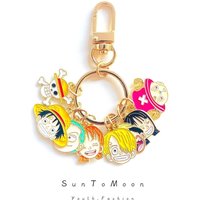 One Piece Keychain Cute Cartoon Character Fashion Bag Pendant Decoration Zipper Pull Accessories Role-playing Birthday Gift