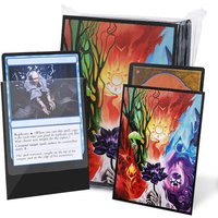 TCG Card Sleeves - 100 Standard Size Pack Clear Front & Matte Finish Back with Five Elements, Premium Sleeves for Magic