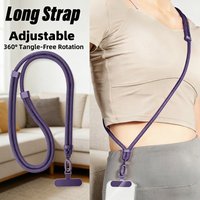 Mobile Phone Long Lanyard for iPhone Pro Samsung Adjustable Hanging Rope Crossbody Necklace 360°Rotation Anti-Lost Durable Strap