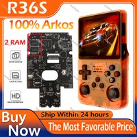 R36S Original Retro Handheld-Spielkonsole Arkos-System 3,5-Zoll-IPS-Bildschirm Tragbarer 64/128GB Hall-Effekt-Emulator Kabelloser Gamepad