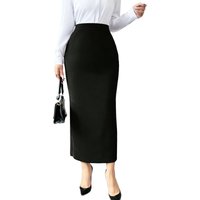 Regular Fit Solid Color Women's Skirt 2026 Elastic Waist Casual Office Daily Slimming Midi Skirt
