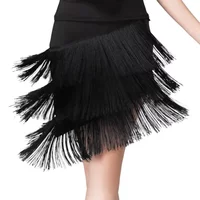 Women's Tassel Latin Dance Skirt Stretchy Elastic Waist Irregular Hem Fringe Dance Skirt Modern Ballroom Salsa Samba Dancewear
