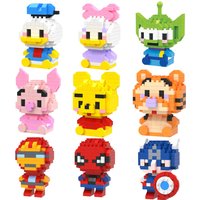 6cm high particle building blocks Mickey Mouse Donald Duck Nick Stitch Kawaii mini desktop ornaments youth toys