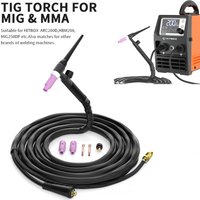 HITBOX WP17V TIG-Schweißbrenner mit 4M langem Kabel, TIG-Schweißpistole mit 10-25mm² Schnellanschluss, Langlebiger Schweißbrenner für Verschiedene Löt- und Schweißgeräte Für HITBOX ARC200D, HBM200,