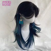 WTB Layered Straight Wig Synthetic Lolita Wig Straight Hair with Highlights and Bangs Suitable for Girls' Everyday Cosplay Wear