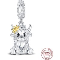 New In Original Charms 925 Sterling Silver Highland Cattle Pendant Charms Fits 3mm Original Bracelet Women DIY Jewelry Gifts