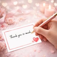 48pcs of Pink Heart-Shaped Flowers | Watercolor Border Blank Message Cards |Handwritten Blessing Cards for Emotional Healing