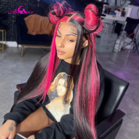 Highlight Pink Straight 13x4 13x6 Lace Frontal Wig Brazilian Remy Straight Lace Front Human Hair Wig Pre Plucked Hair For Women