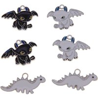 50pcs cute cartoon accessories Black and white Little devil Little Dinosaur dripping oil alloy pendant pendant accessories image 4