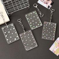 Pink Star Glitter Photocard Holder Keychain Photo Card Holders 2.7x4.1 Inch ID Badge Holder Bus Card Credit ID Bank Card Holder