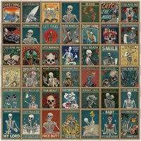 50/100 Pcs Gothic Style Skull Tarot Thriller Card Rectangular Stickers for Notebook Cup Stationery Box Laptop Suitcase Decals