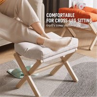 Makeup Stools, Folding Footstools with Bamboo X-shaped Legs, Padded Footstools for Vanity Tables, and Sofa Stools with Removable Cushions, Suitable for The Living Room or Bedroom