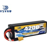 VSVAW 2S Lipo Battery 7.4V 80C 4200mAh Hardcase T Plug for 1/8 1/10 RC Car Truck Tank RC Buggy Truggy RC Airplane Racing Parts