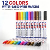 12 Colors Permanent Markers Set Marking Art Creation Graffiti Waterproof Quick-Drying Water-Based Paint Markers Home Office Tool