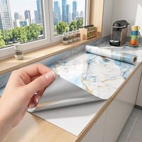 Kitchen Cabinet Pearlescent White Marble Contact Paper Vinyl Self Adhesive Waterproof Wallpaper Peel and Stick Decor Stickers