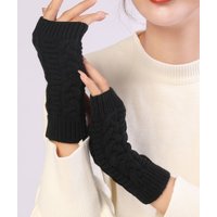 AliExpress Half Finger Gloves for Women Winter Soft Warm Wool Knitting Arm Short Warm Fingerless Mittens Handschoenen Unisex Guantes