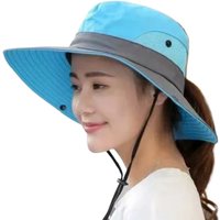AliExpress NONE Women's Outdoor Large Brim Ponytail Fishing Hat with Quick Drying and Sun Protection, Perfect for Beach Traveling and Cycling