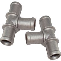 2Pcs 3/4" x 3/4" x 3/4" Aluminum Alloy Silver Tee Coolant Heater Hose Connectors Fittings Adapters Fit for Car