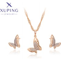 Xuping Jewelry New Arrival Charm Butterfly Pendant Necklace Stud Earrings Set for Women Party Birthday Gift X001135435