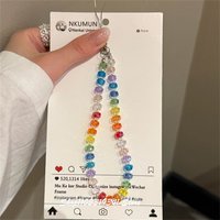 INS Cute Bling Color Bead Phone Charm Chain For Phone Case Phone Straps Accessories Anti-Lost Keychain Lanyard Pendant Jewelry