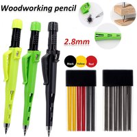 Long 55mm Tip Woodworking Pencil Set, 24pcs/box 2.8mm Lead Refills,Built-in Sharpener,Deep Hole Carpenter Marking Scribing Tool