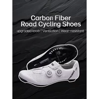 AliExpress NONE Ultralight Men's Road Bike Sneakers 14 Level Hardness Carbon Fiber Clipless Shoes Self-locking Cycling Cleat Shoes Professional