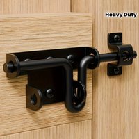 Heavy Duty Gate Latch Sliding Bolt Lock Black Metal Door Latch for Garden Fence Yard Shed Barn Outdoor Indoor Shed Patio Outdoor