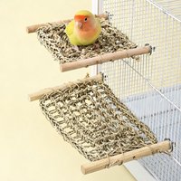 Handwoven Straw Reptile Hammock Breathable Woven Eco-Friendly Bird Swing Mat Chewable Decorative Foraging Mat Toys Bird Cage