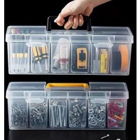 Professional Tool Organizer Set Rectangle Portable Storage Box with 6x Small Divider Boxes Plastic Parts Screws Nut Wrenche Case