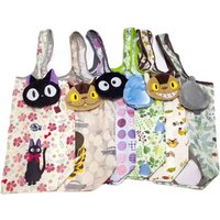 Anime Cartoon Foldable Shopping Bags Thick Nylon Large Tote Reusable Polyester Portable Shoulder Women's Handbags Folding Pouch