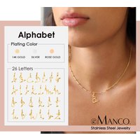 EManco Stainless Steel Initial Necklace Beaded Necklace Name Combo Necklace Love Heart Art Letter Birthday Gift