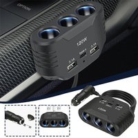 120W Car Cigarette Lighter Splitter 3 in 1 Dual USB Socket Fast Car Charger Plug Phone Power Adapter for Car DVR GPS Dashcam