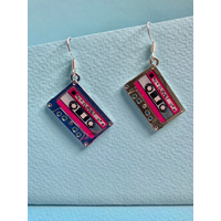 Cassette Tape Dangle Earrings Retro 80s 90s Funky Cute Quirky Ear Jewelry Sold As A Pair