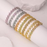 18K Gold Plated Brass Flower Leaf Jewelry Sparkling Cubic Zirconia Necklace Bracelet Luxury Wedding Party Fine Jewelry Gift