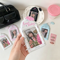 INS Fashion Korean Girl 3inch Idol Photo Storage Card Holder Cute Angel Wings holder Pendant Card Clip Student Campus Card Cover