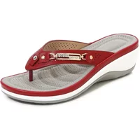 Sandals for Women Flip Flops Metal Button Slides Slipper Beach Dance Non-slip Casual Wedge Shoes Female Summer Slippers Sandals