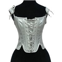 Women Silver PU Leather Corset Top Vintage Vest Female Front Lace Up Corselet Camis Punk Goth Clothing Sexy Korsett Streetwear
