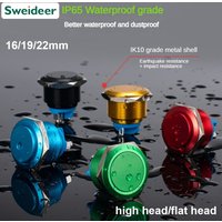 Waterproof Metal Button Switch 16/19/22mm Self Reset Screw Welding Pin Red Yellow Green Blue Black Flat High Head Power Switch