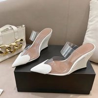 Designer Brand Original Love Slope Heel Transparent Baotou Sandals Women's Pointed High Heels Slippers