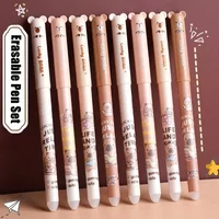 4/26/56pcs Set Creative Brown Bear Pufferfish Erasable Pen, 0.5mm Blue/Black Ink Refill-Smooth Writing Pen Body Anti Slip Design