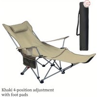 Portable Folding Camping Chair, 4-position Adjustment, Ergonomic Stainless Steel Frame, Suitable for Office Naps and Fishing